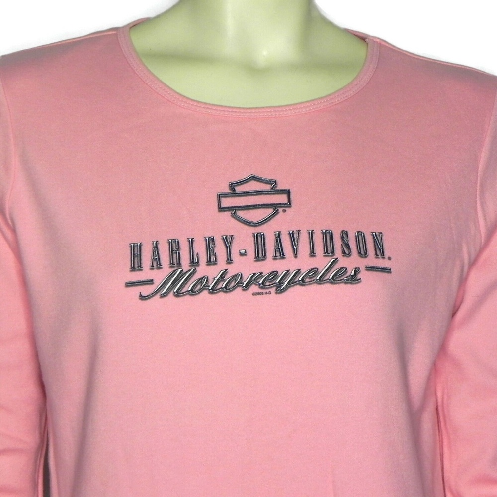 Harley Davidson Womens L Top Pink Long Sleeve